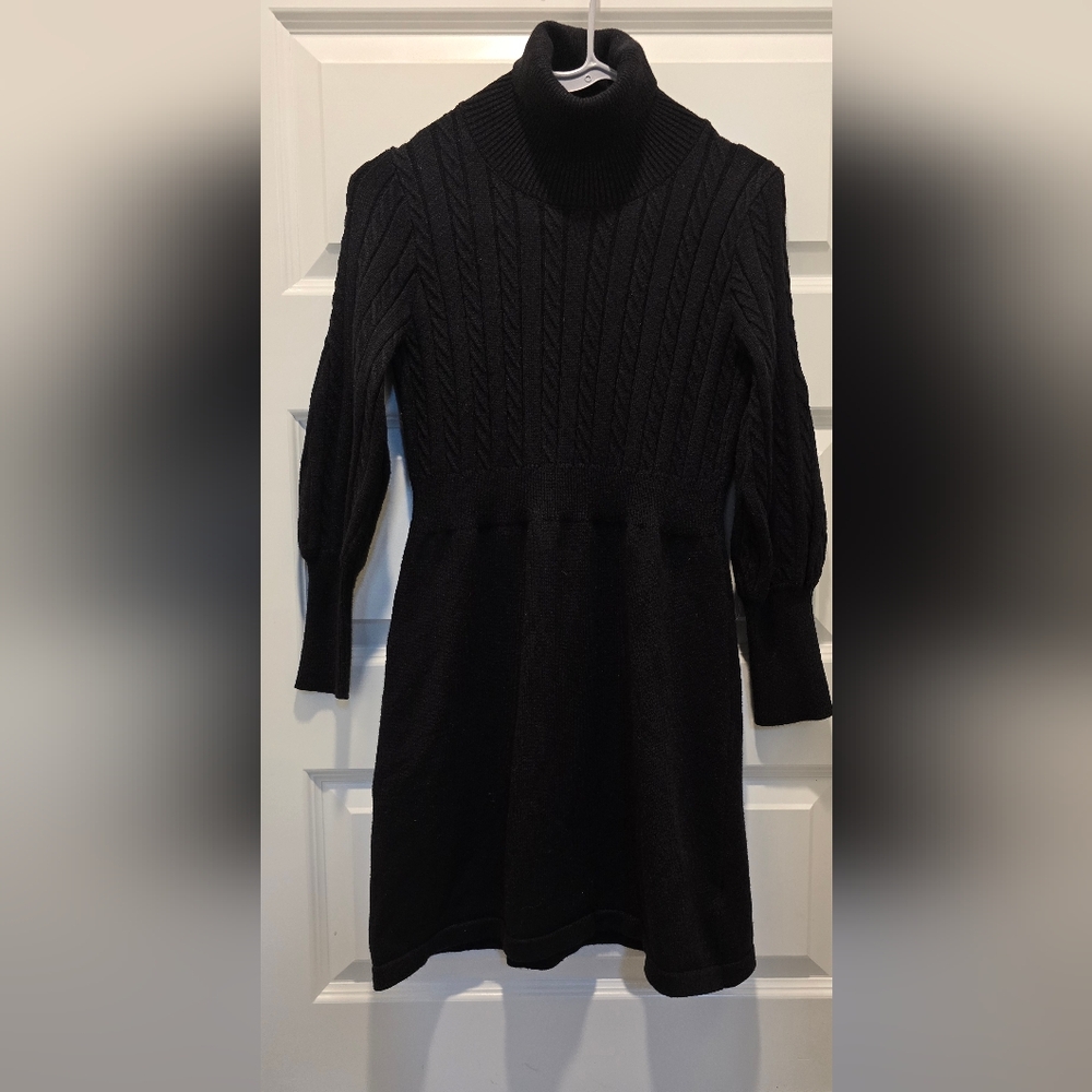 Girl's Turtleneck Cable Knitted Sweater Dress